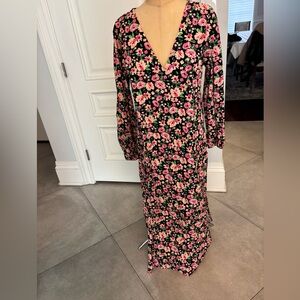 ASOS Black and Pink Floral Long Sleeve Dress